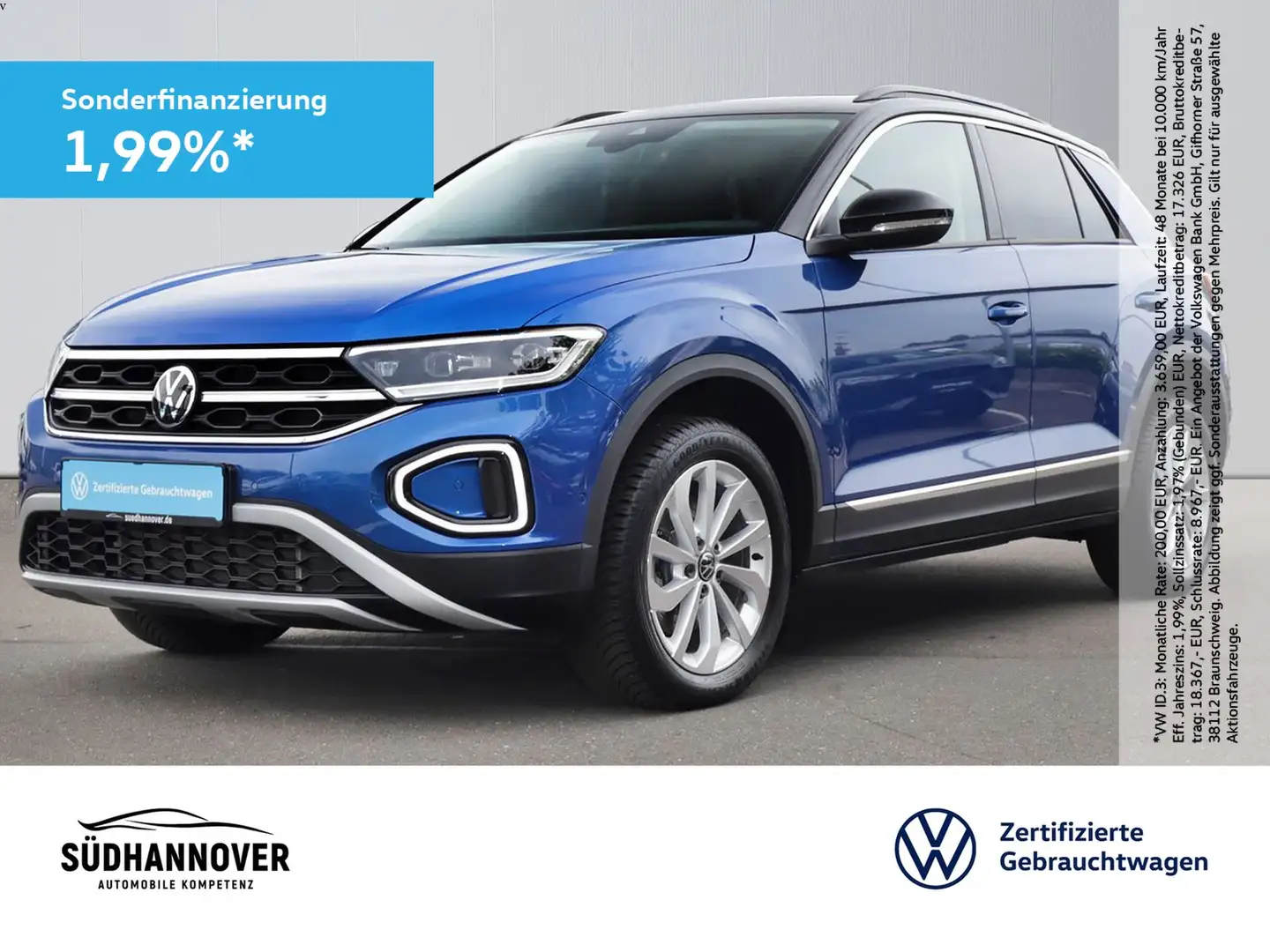 Volkswagen T-Roc Style 2.0 TDI DSG AHK+NAVI+LED+SHZ+PDC+GRA Blau - 1