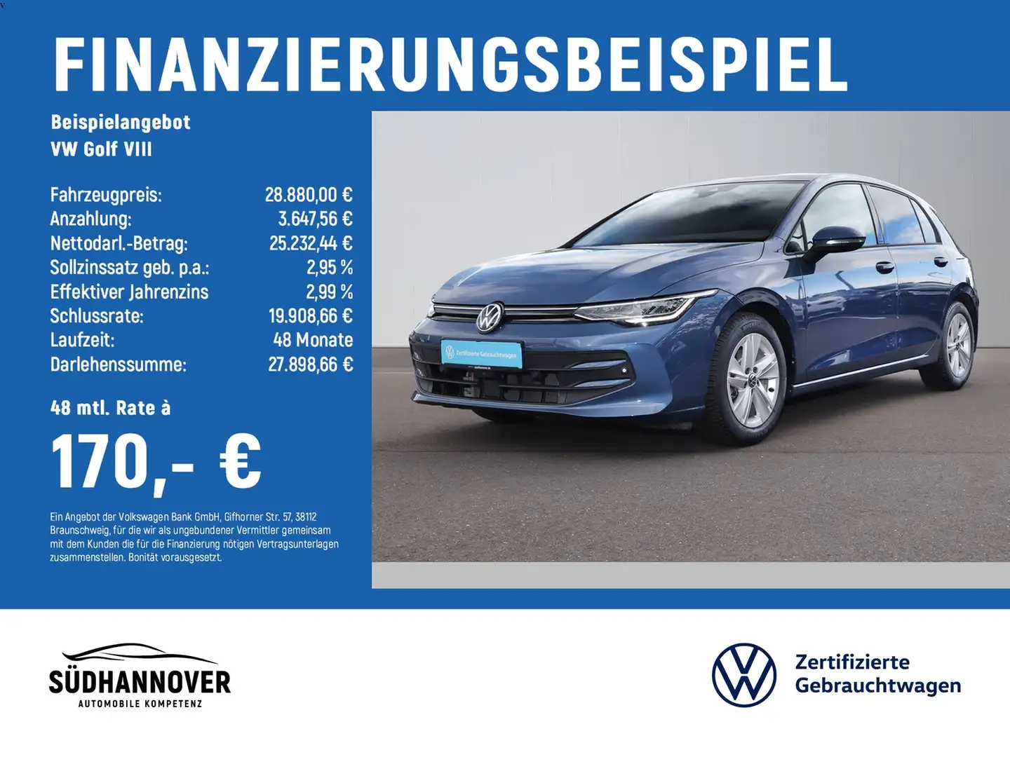 Volkswagen Golf VIII Life 1.5 eTSI DSG PANO+NAVI+LED+SHZ Blau - 2