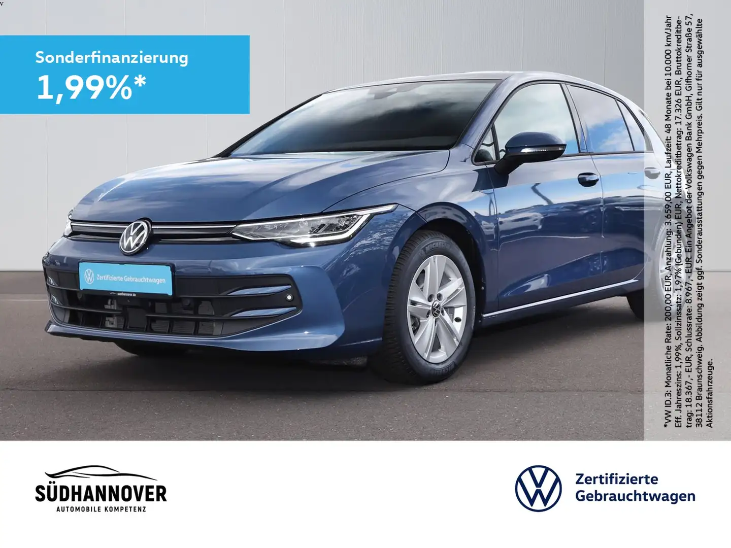 Volkswagen Golf VIII Life 1.5 eTSI DSG PANO+NAVI+LED+SHZ Blau - 1