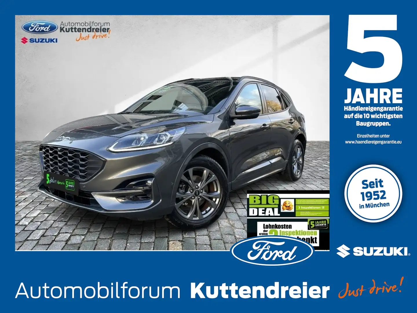 Ford Kuga ST-Line X AHK schw. Voll-LED Glasdach Navi Gris - 1