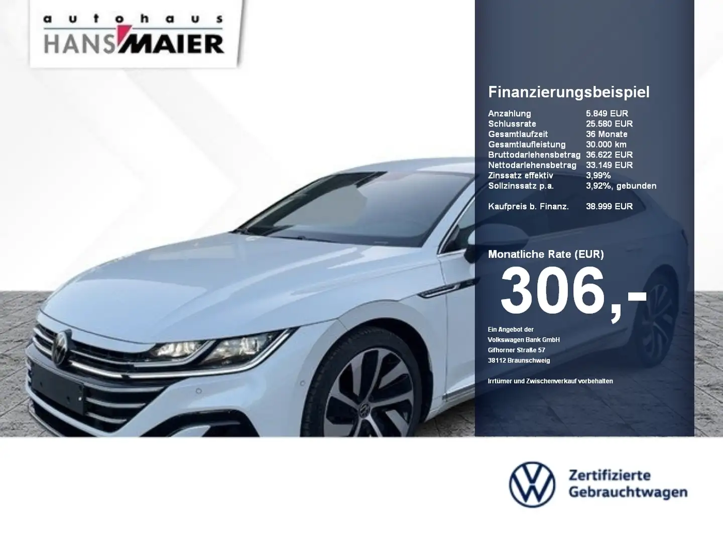 Volkswagen Arteon Shooting Brake R-Line 4Mot. 2.0 TDI AHK Weiß - 1