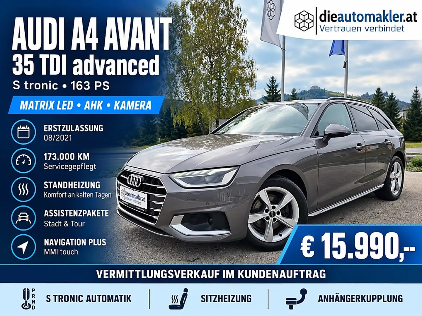Audi A4 AVANT 35 2.0 TDI advanced Grau - 1