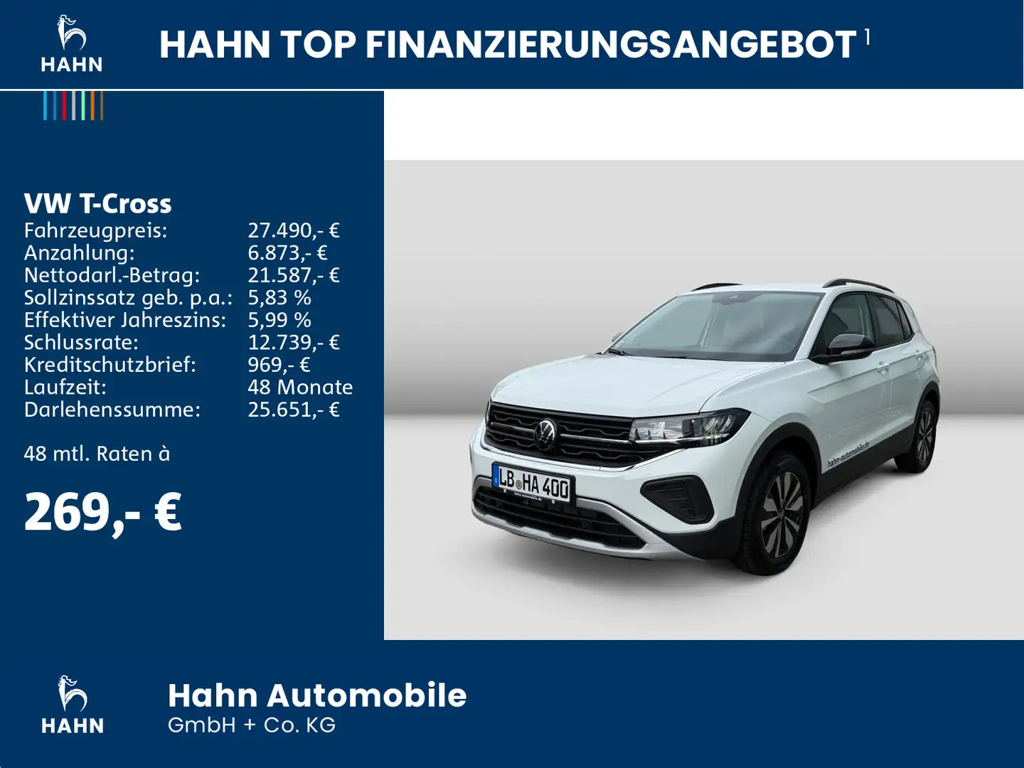 Volkswagen T-Cross GOAL 1.0 l TSI OPF 116 PS DSG AHK Ganzja Weiß - 2