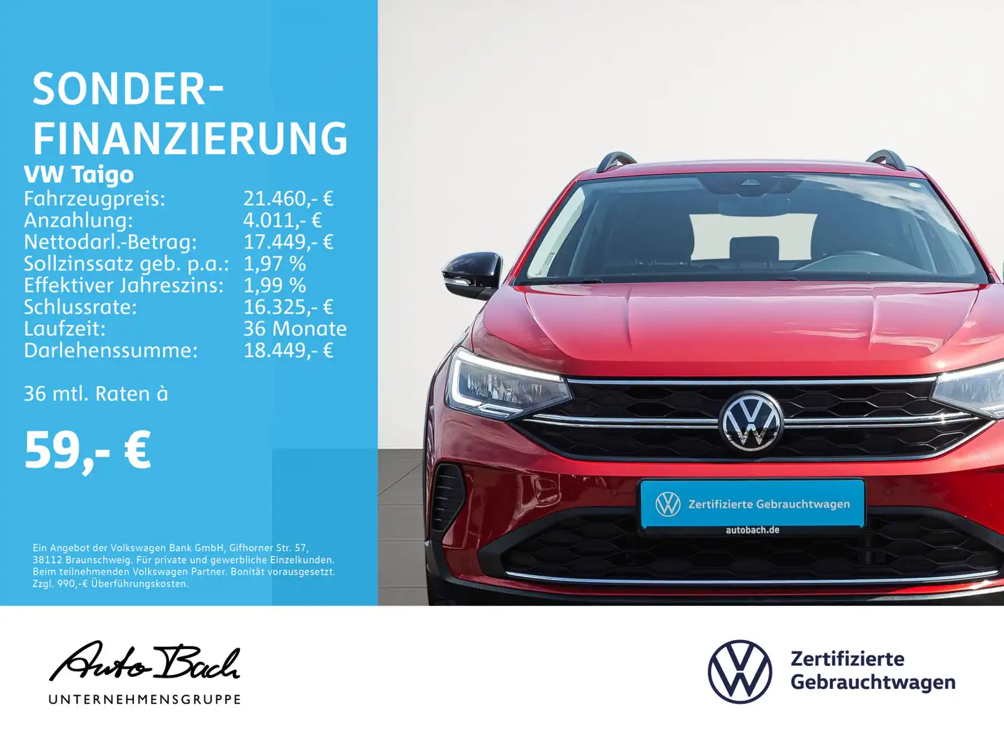 Volkswagen Taigo 1.0 TSI "GOAL" Navi LED Digital Cockpit AC Roşu - 2