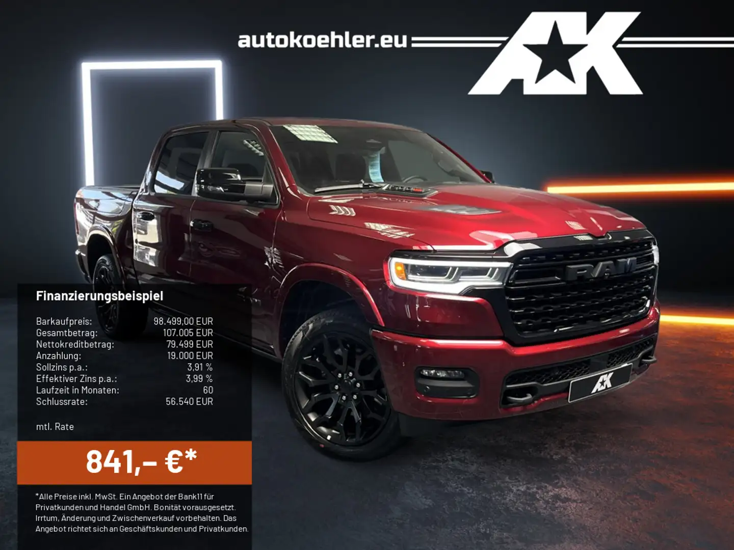Dodge RAM Limited Night Gen6,LPG,P.Displ,Massage,E-Heckkl. Rot - 1