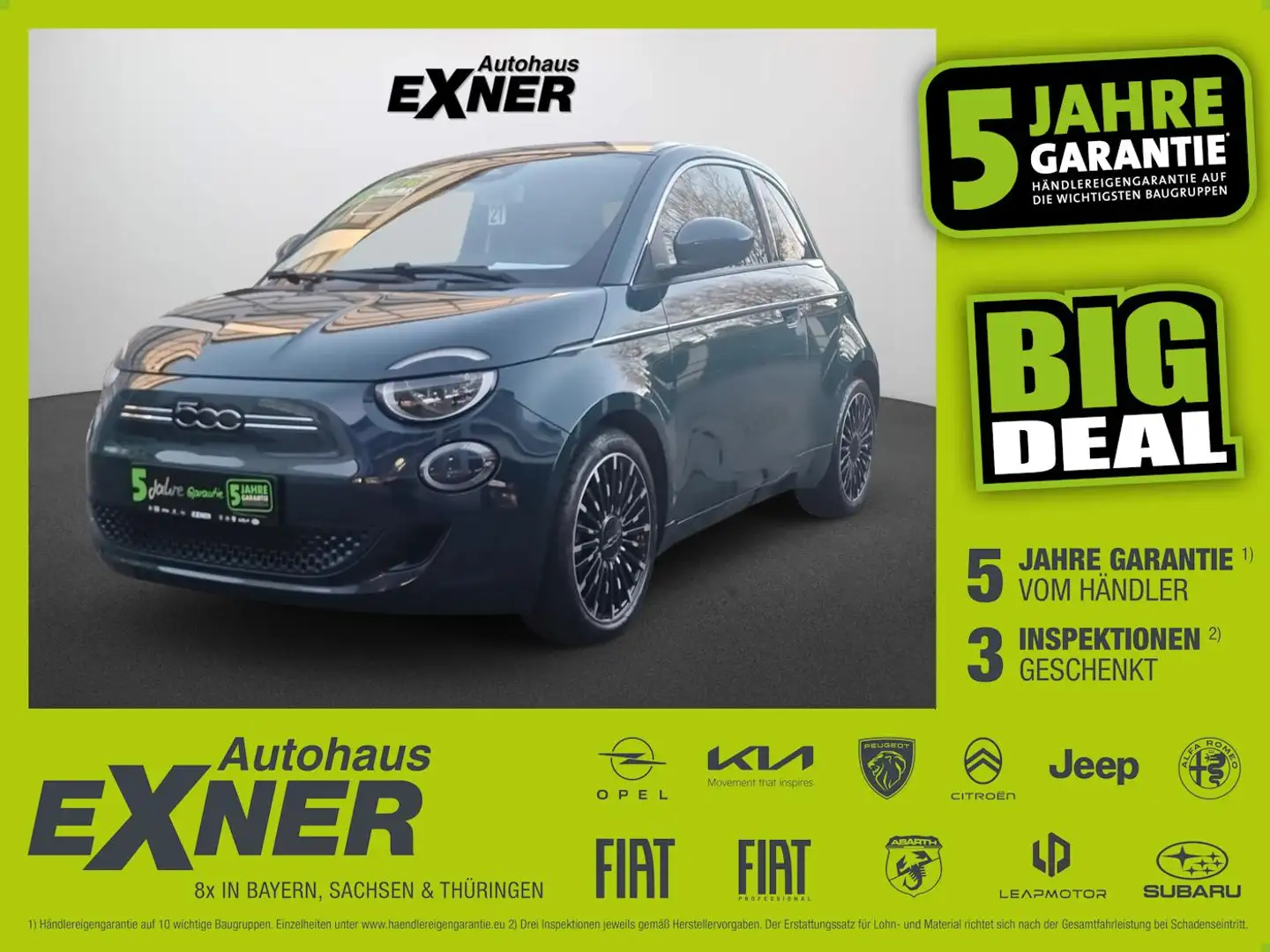 Fiat 500e 500 e ICON (42kWh) ACC+Navi+SHZ+Winterp.+Kam.+LM Grün - 1