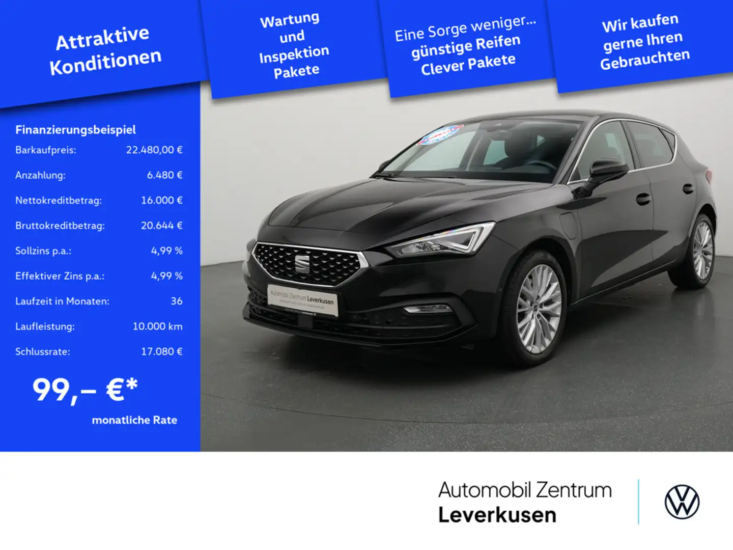SEAT Leon e-Hybrid Xcellence NAVI VIRT LEDER AHK A Zwart - 1