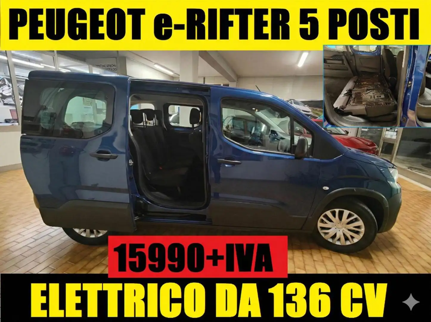 Peugeot e-Rifter 5 POSTI ELETTRICO A PIANALE UNICO Blau - 1
