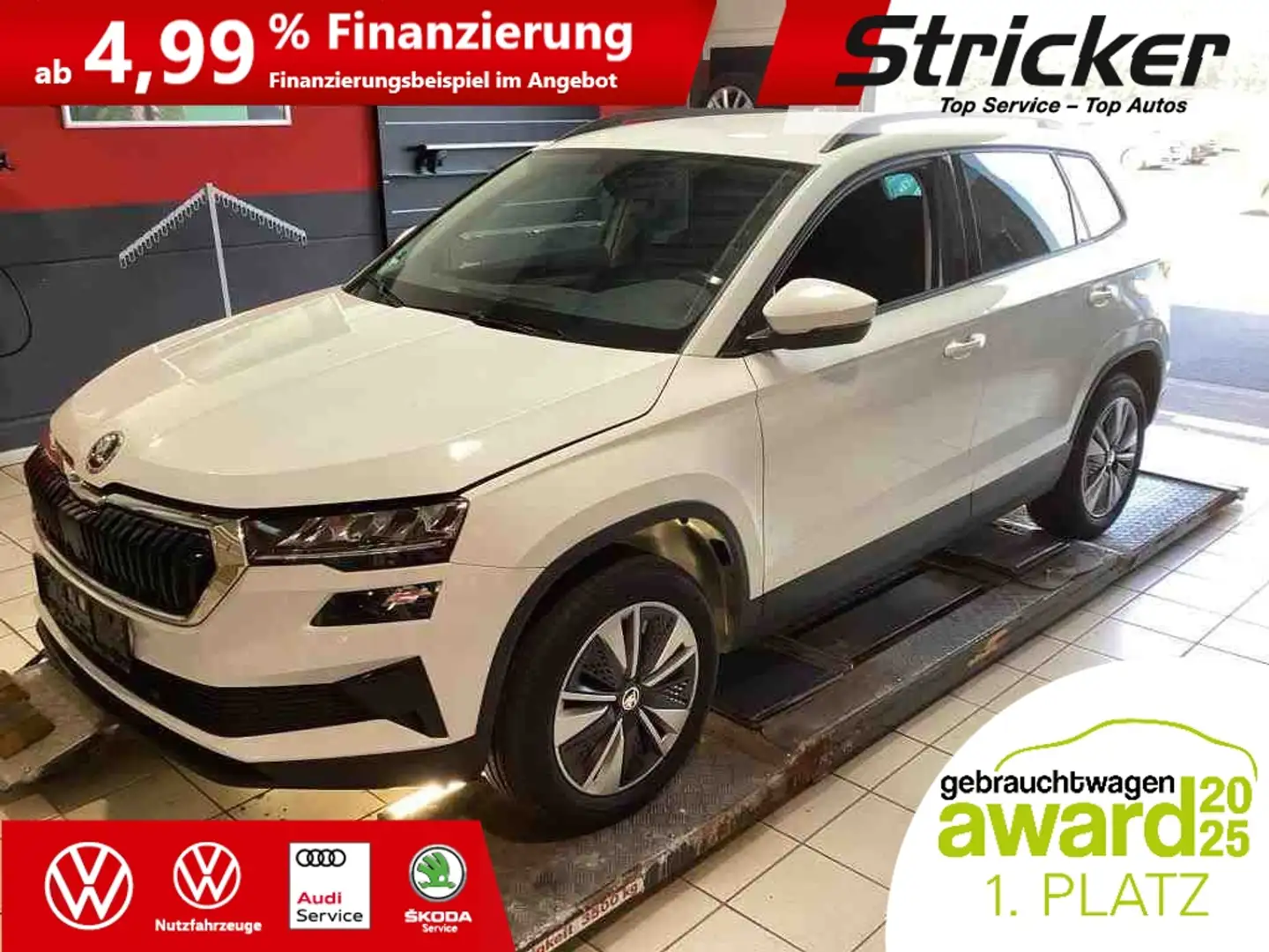 Skoda Karoq Ambition 2.0TDI 320,-ohne Anzahlung Navi AHK Kame Weiß - 1