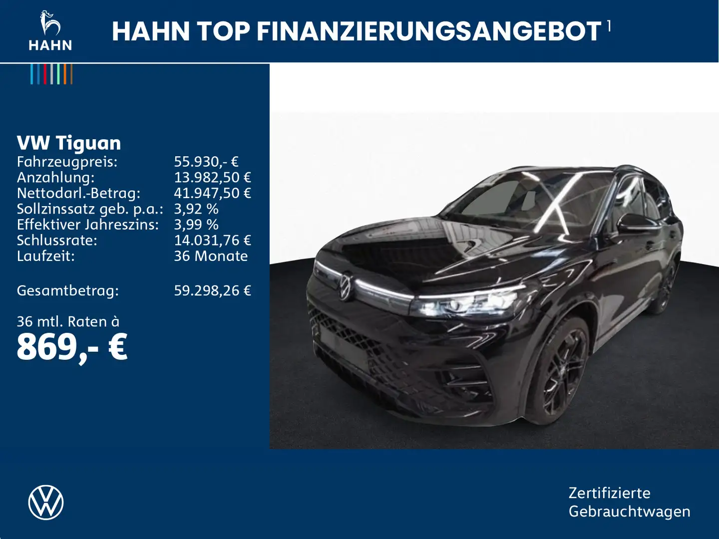 Volkswagen Tiguan 2.0TDI 4Mo DSG R-Line Black Style Pano Schwarz - 2