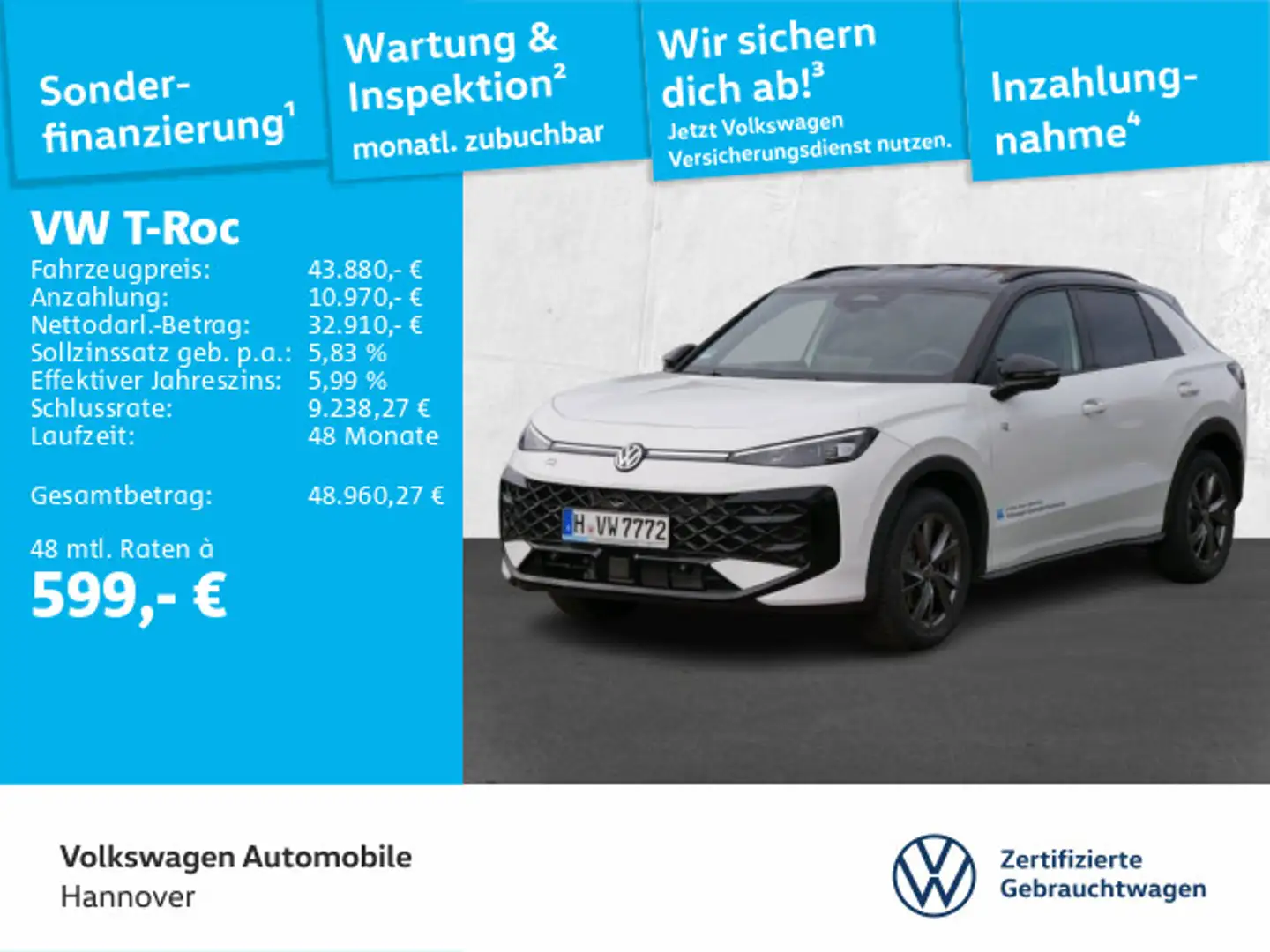 Volkswagen T-Roc R-Line 1.5 eTSI DSG IQ.LIGHT Keyless Rückf Weiß - 1