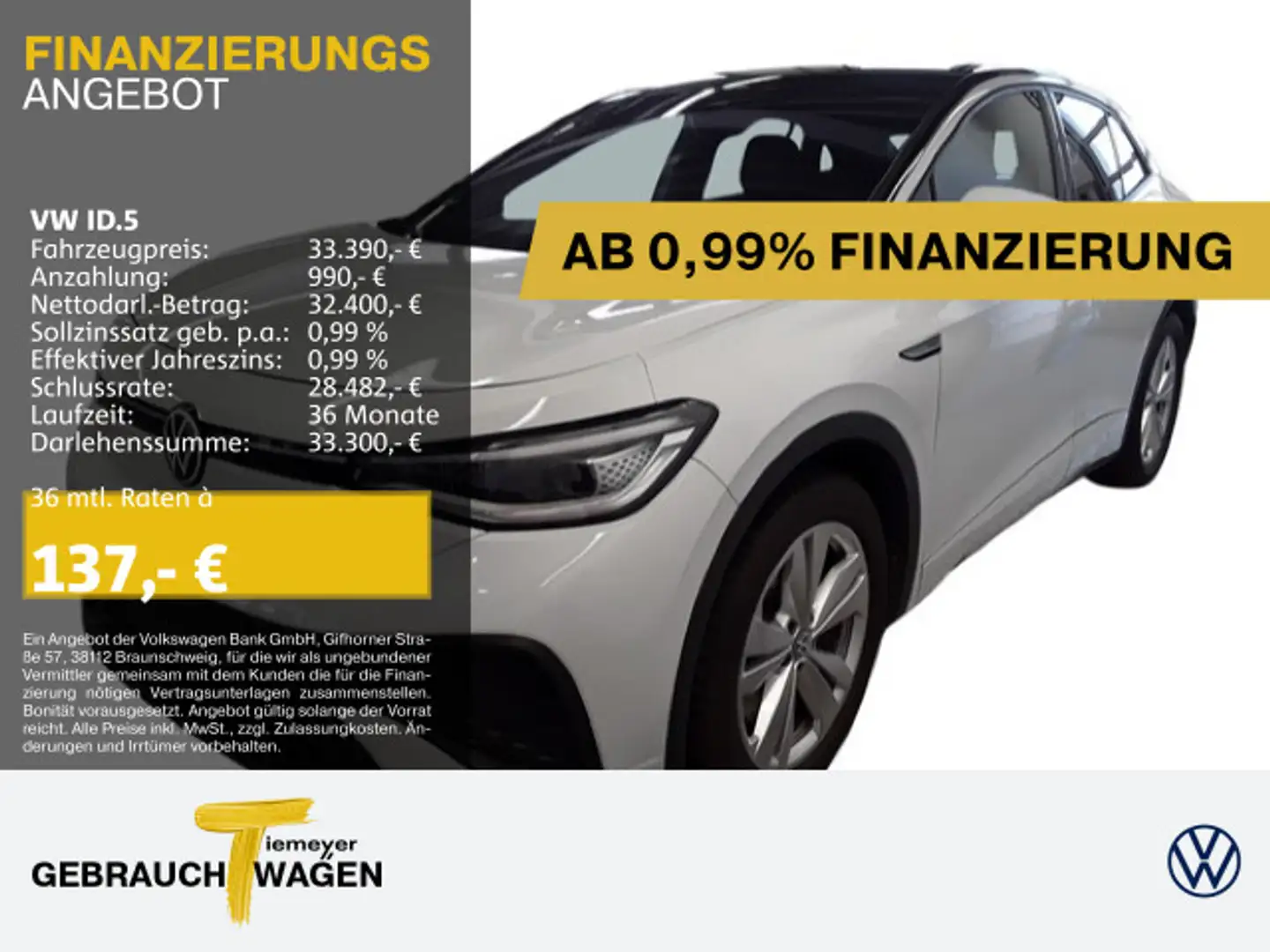 Volkswagen ID.5 ProPerf SPORTPKT LM21 ASSIST AERAVIEW AHK Blanc - 1
