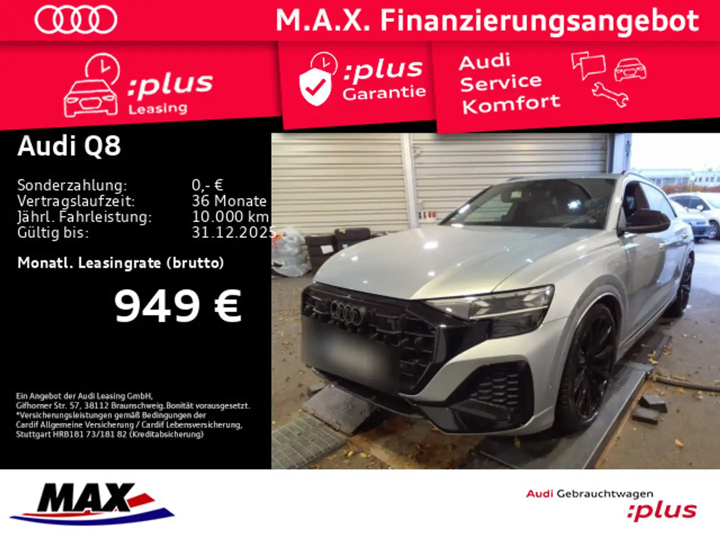Audi Q8 50 TDI QUATT S LINE HD MATRIX+AHK+B&O+PANO++ Silber - 1