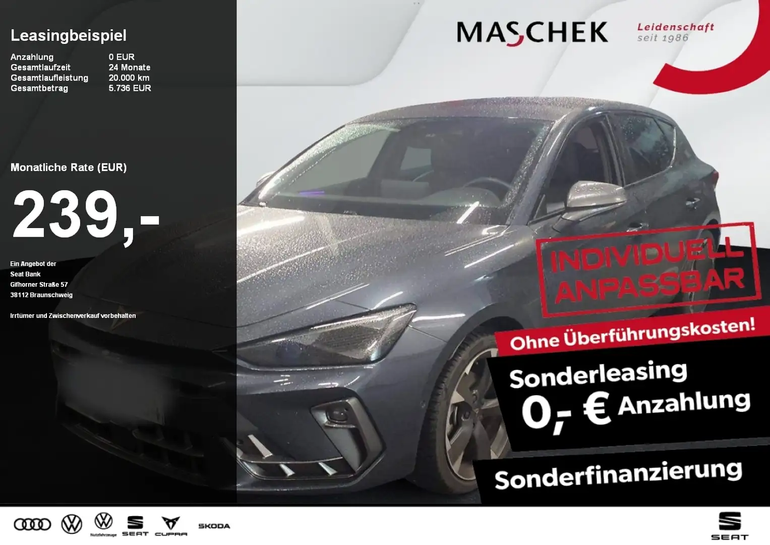 CUPRA Leon 2.0 TDI Sonderleasing! Navi Sitzh. GRA ACC Grau - 1