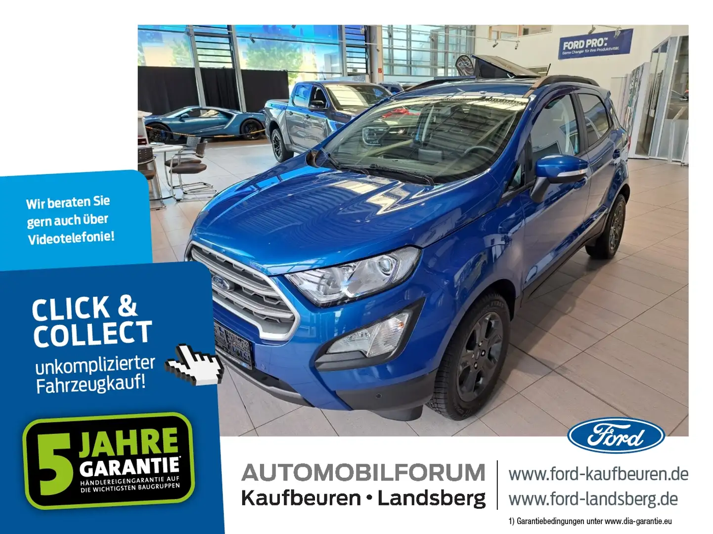 Ford EcoSport 1.0 EcoBoost C&C Navi SHZ PDC RFK KlimaA Kék - 1