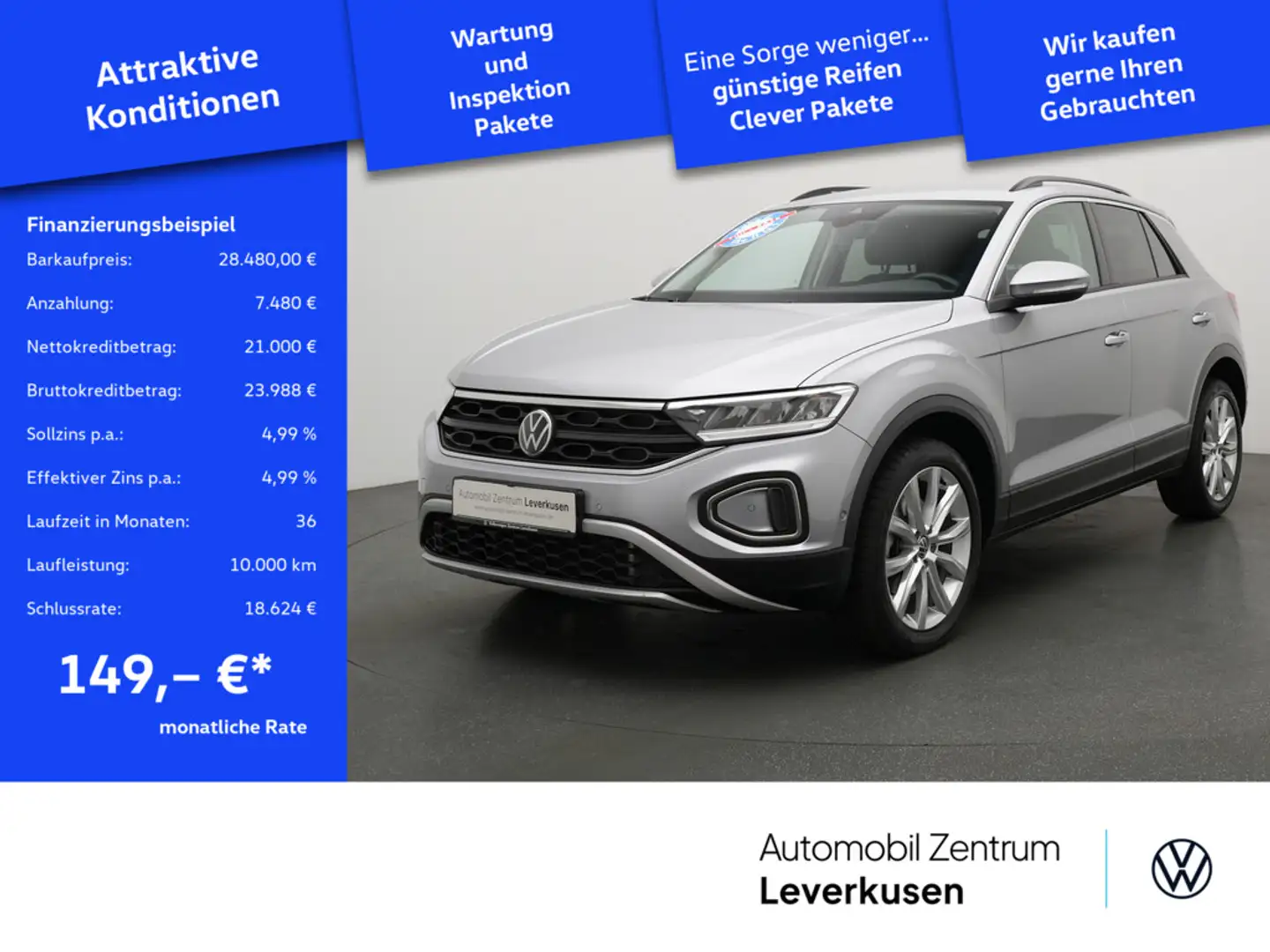 Volkswagen T-Roc Life DSG NAVI VIRT AHK ACC KAM KEYLESS Silber - 1