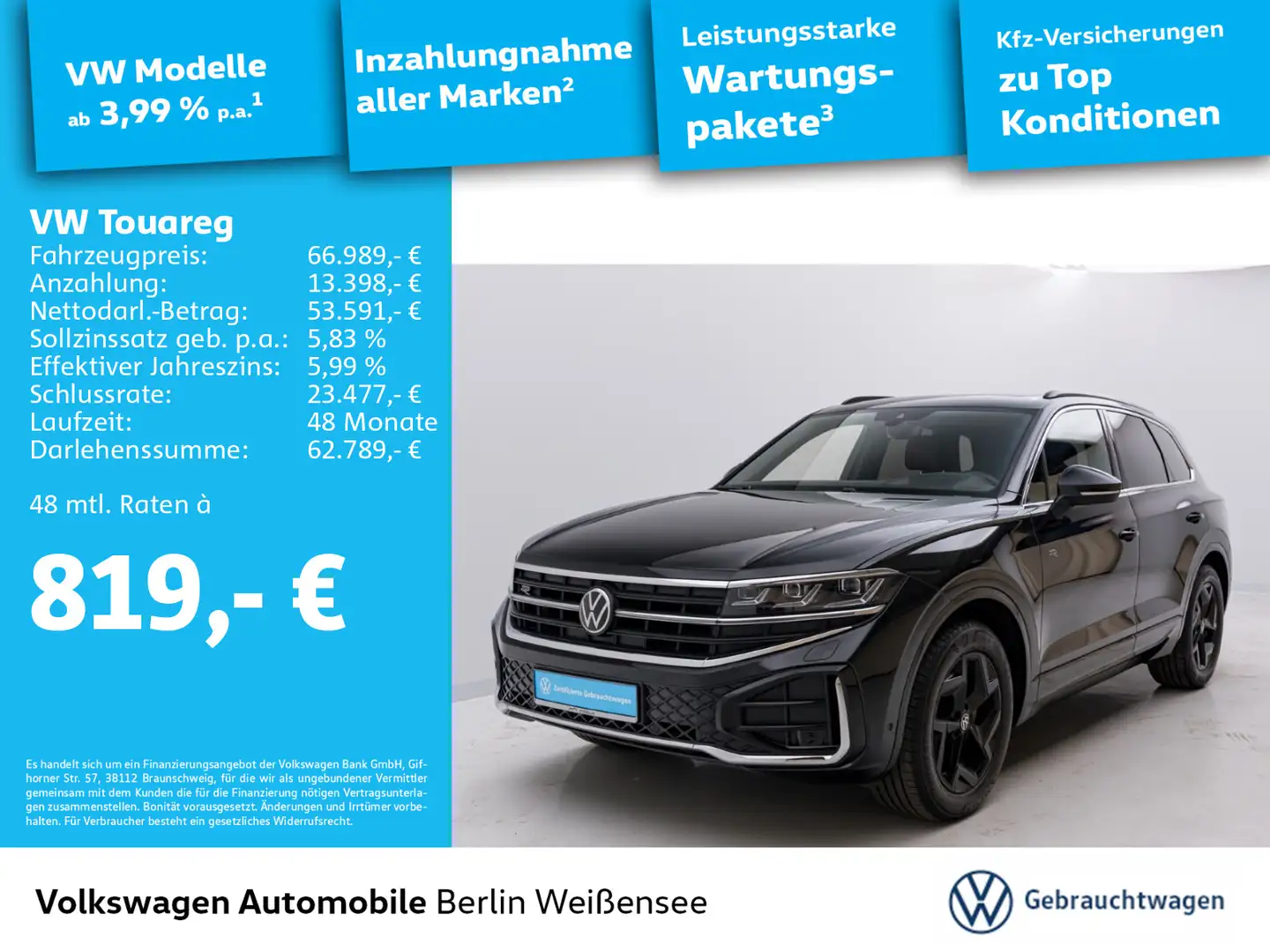 Volkswagen Touareg 3.0  TDI DSG *R-LINE*4MOT*HUD*LEDER*ACC* Schwarz - 1