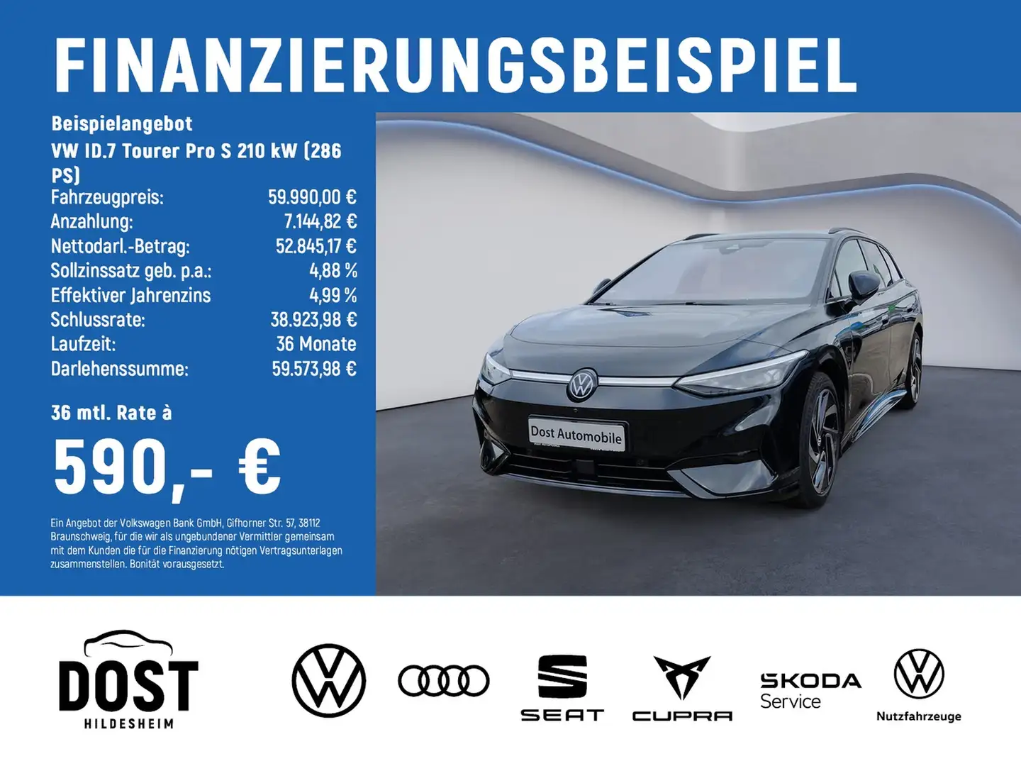 Volkswagen ID.7 Tourer Pro S 210 kW (286 PS) AHK+NAVI+LED Schwarz - 2