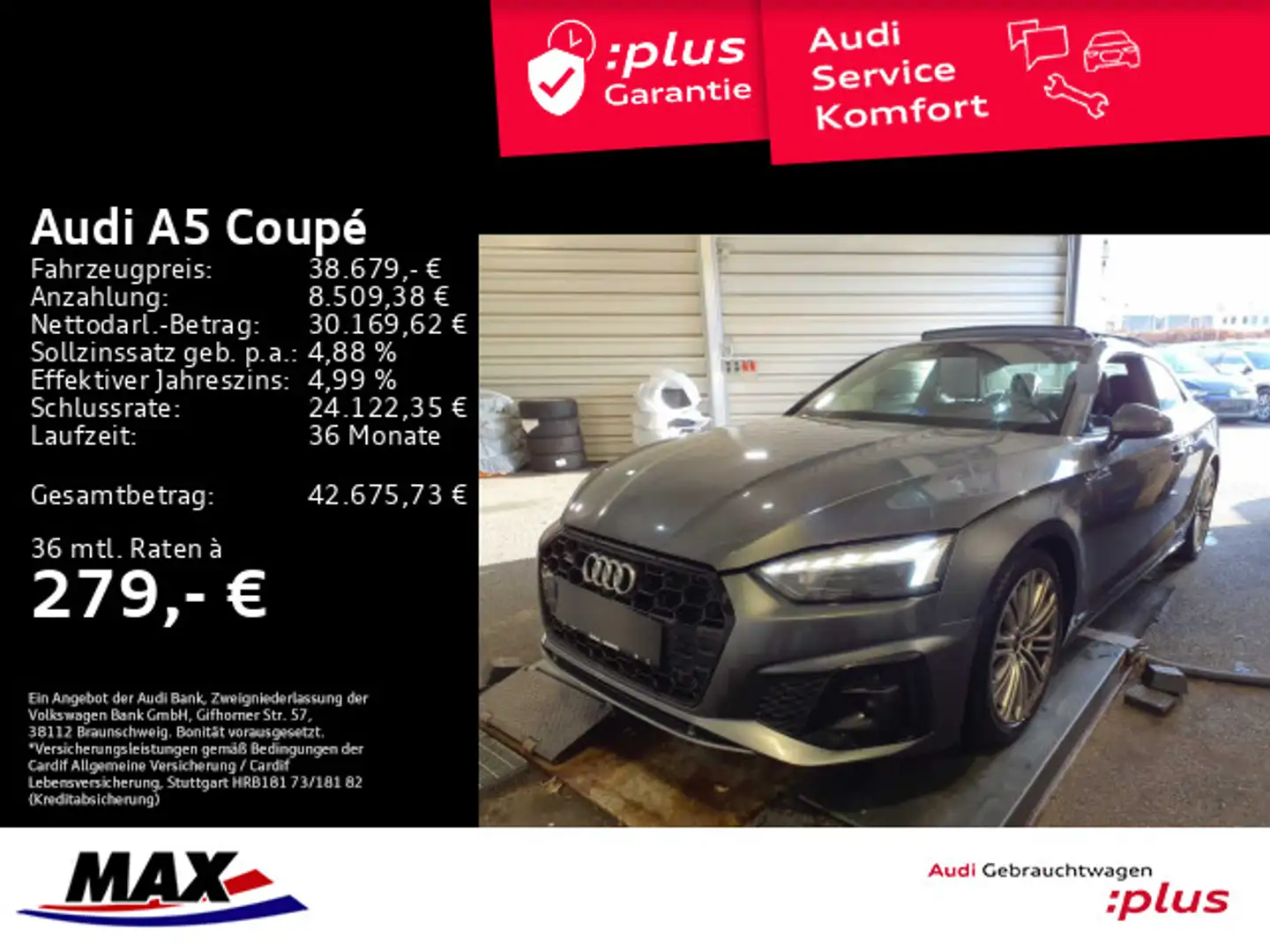 Audi A5 50 TDI QUATT S LINE MATRIX+PANO+OPTIK++ Grau - 1