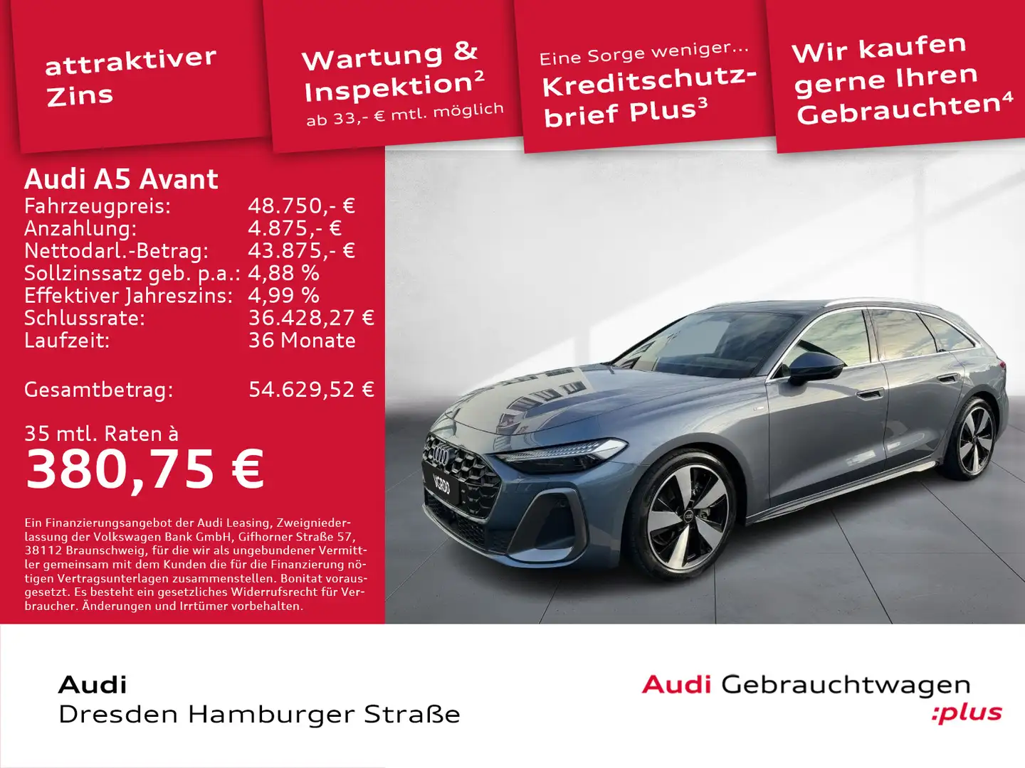 Audi A5 2.0 TFSI S line Tech plus Matrix AHZV Blau - 1