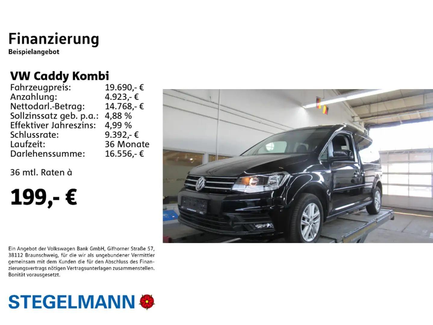 Volkswagen Caddy 1.0 TSI Comfortline *Navi*app-Connec Schwarz - 2