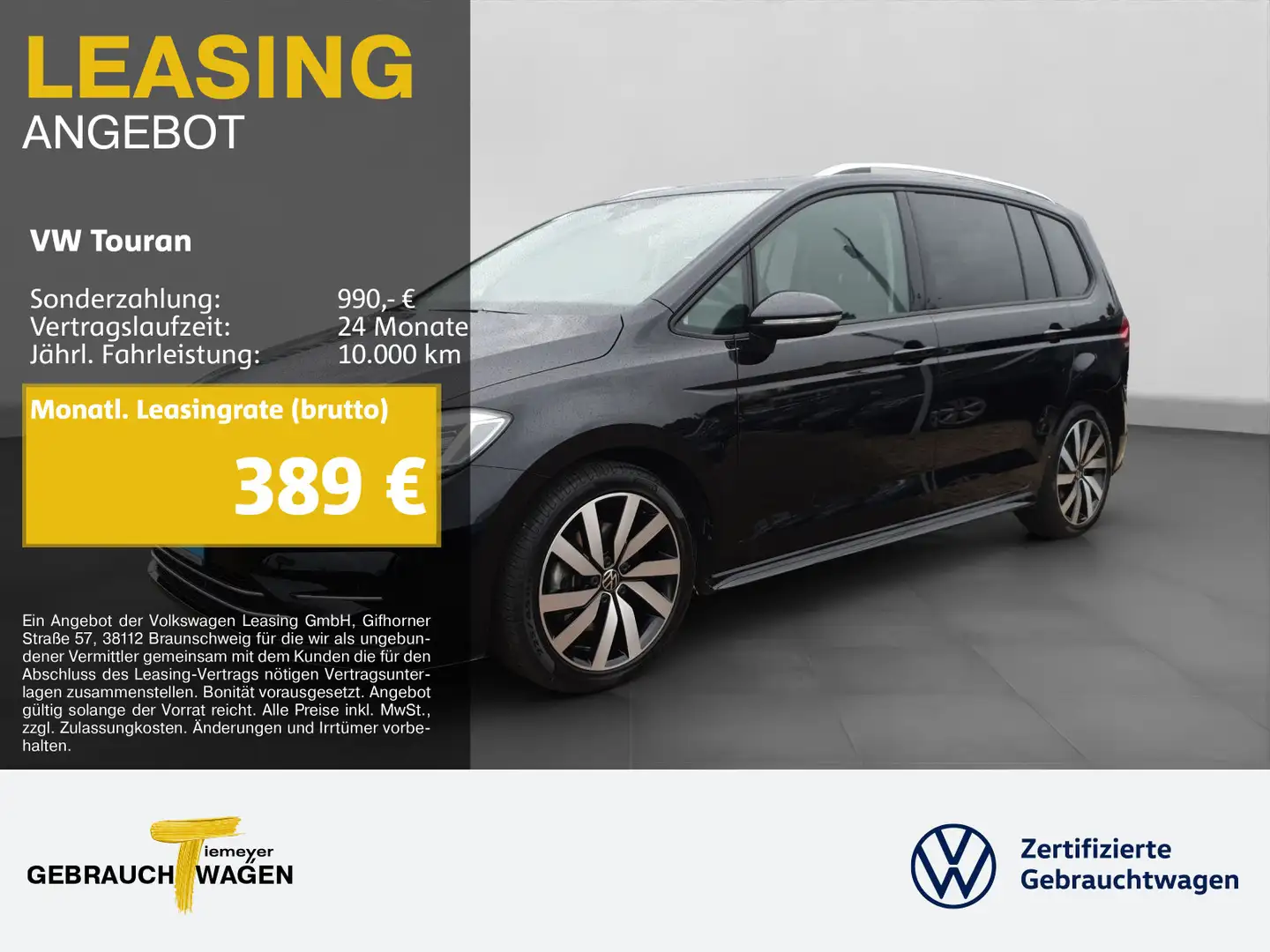 Volkswagen Touran 1.5 TSI DSG R-LINE 7SITZE PANO LM18 AHK Schwarz - 1
