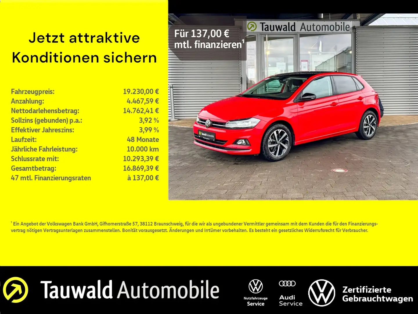 Volkswagen Polo 1.0 TSI DSG Highline AHK/ACC/ROOF/RFK/LED Rot - 1