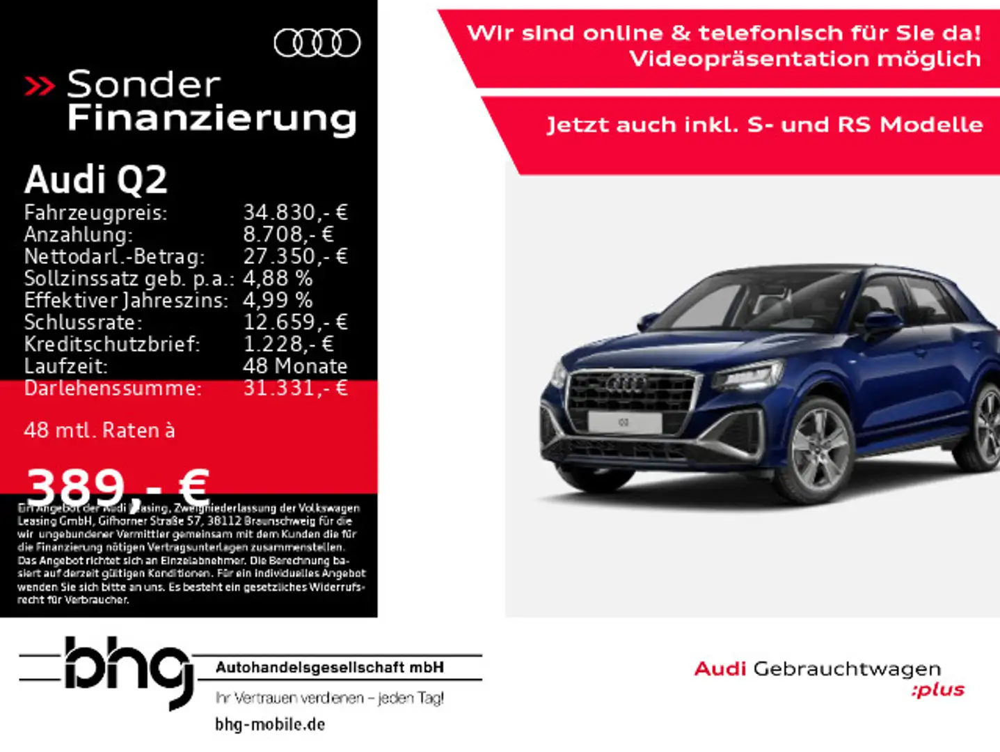 Audi Q2 40 TFSI quattro S tronic S line Blau - 1