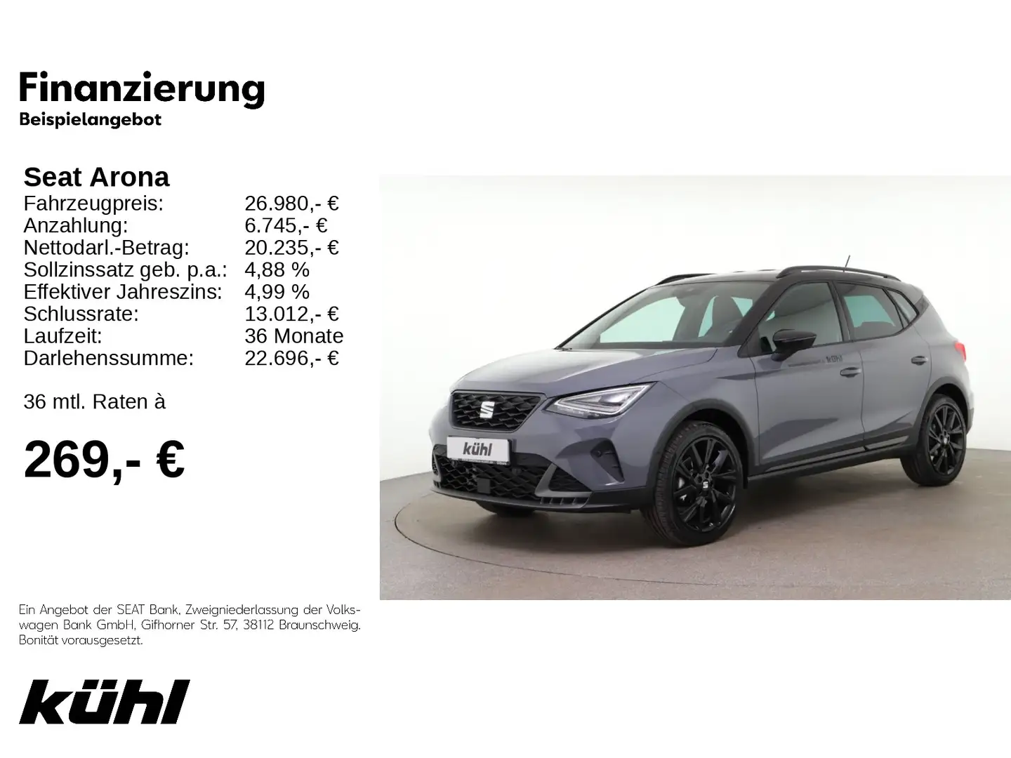 SEAT Arona 1.0 TSI DSG FR Black Edition LED ACC Kessy Grau - 1