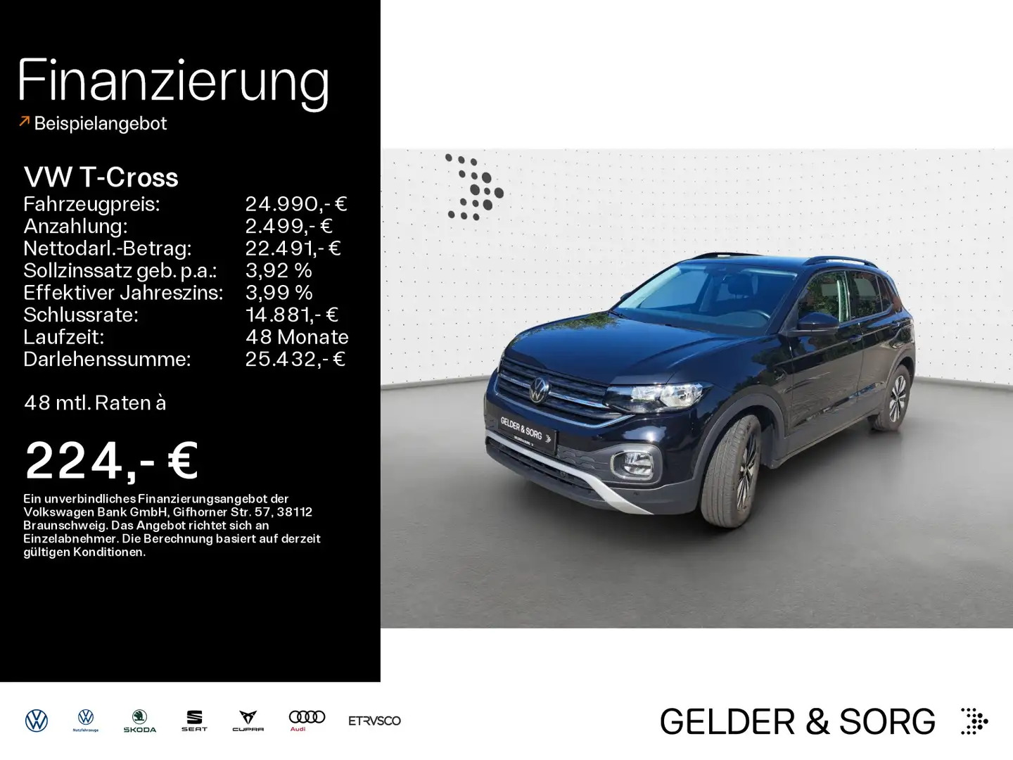 Volkswagen T-Cross Life Move 1.0 TSI RFK*Navi*DAB+AHK*ACC Schwarz - 1