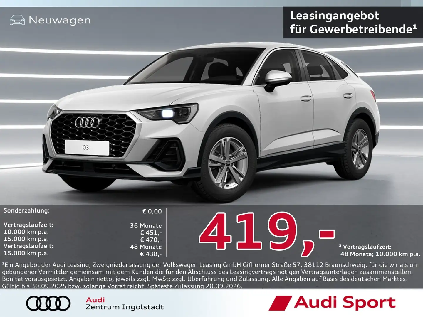 Audi Q3 Sportback 35 TDI S tronic NAVI UPE 47.910,- Weiß - 1