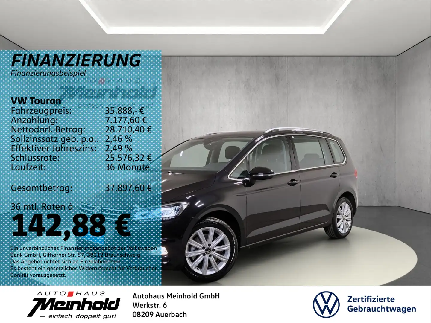 Volkswagen Touran 1.5 TSI Highline, LED, AHK, ACC, Navi Schwarz - 1