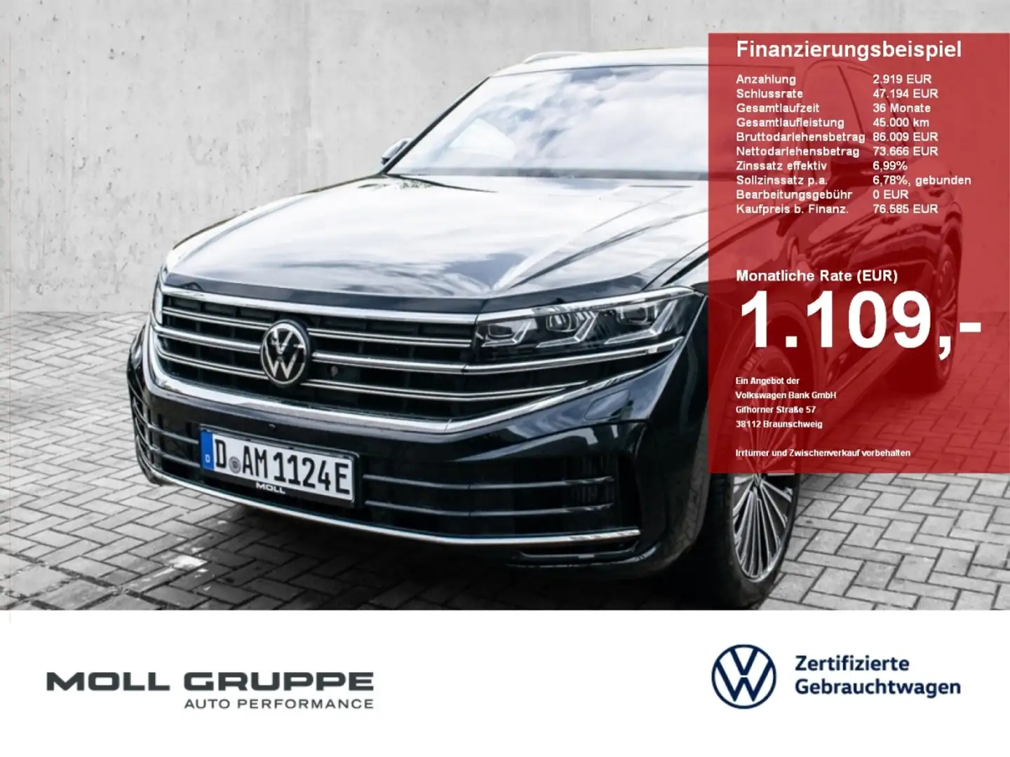 Volkswagen Touareg Elegance 3.0 l V6 eHybrid 4MOTION 8-Gang-Automatik Zwart - 1