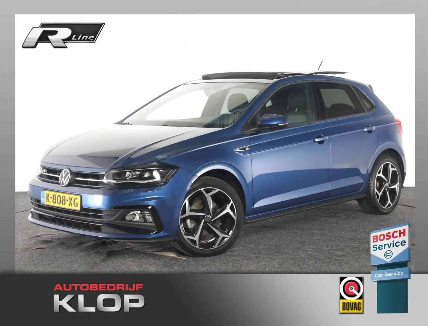 Volkswagen Polo 1.0 TSI R-line 2X | NL-auto | panoramadak | LED pa Blauw - 1
