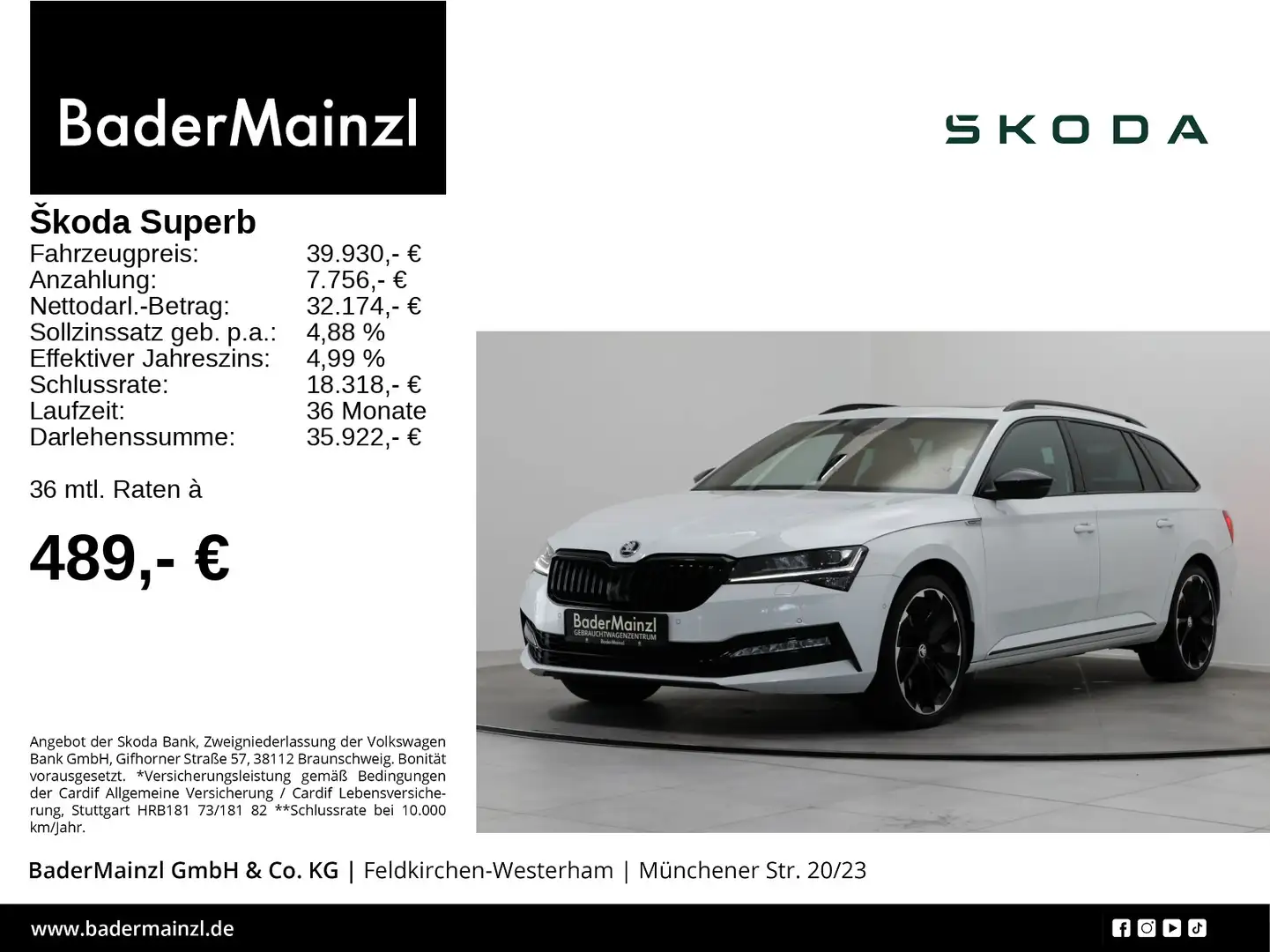 Skoda Superb Combi 2.0 TSI 4x4 DSG Sportline AHK Stdhz Weiß - 1