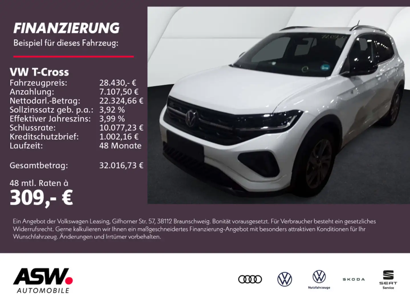 Volkswagen T-Cross R-Line 1.5TSI DSG LED Navi PDC ACC AHK Weiß - 1