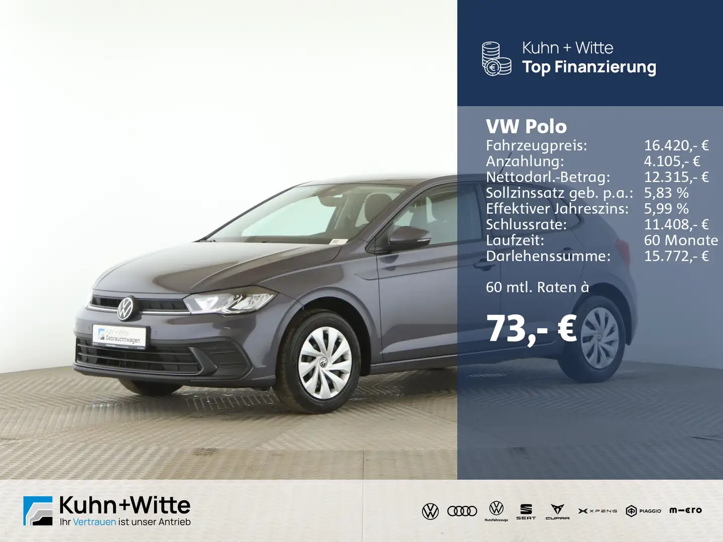 Volkswagen Polo 1.0 TSI Life *IQ.Drive*ACC*RFK*SHZ*Navi*App Gris - 1