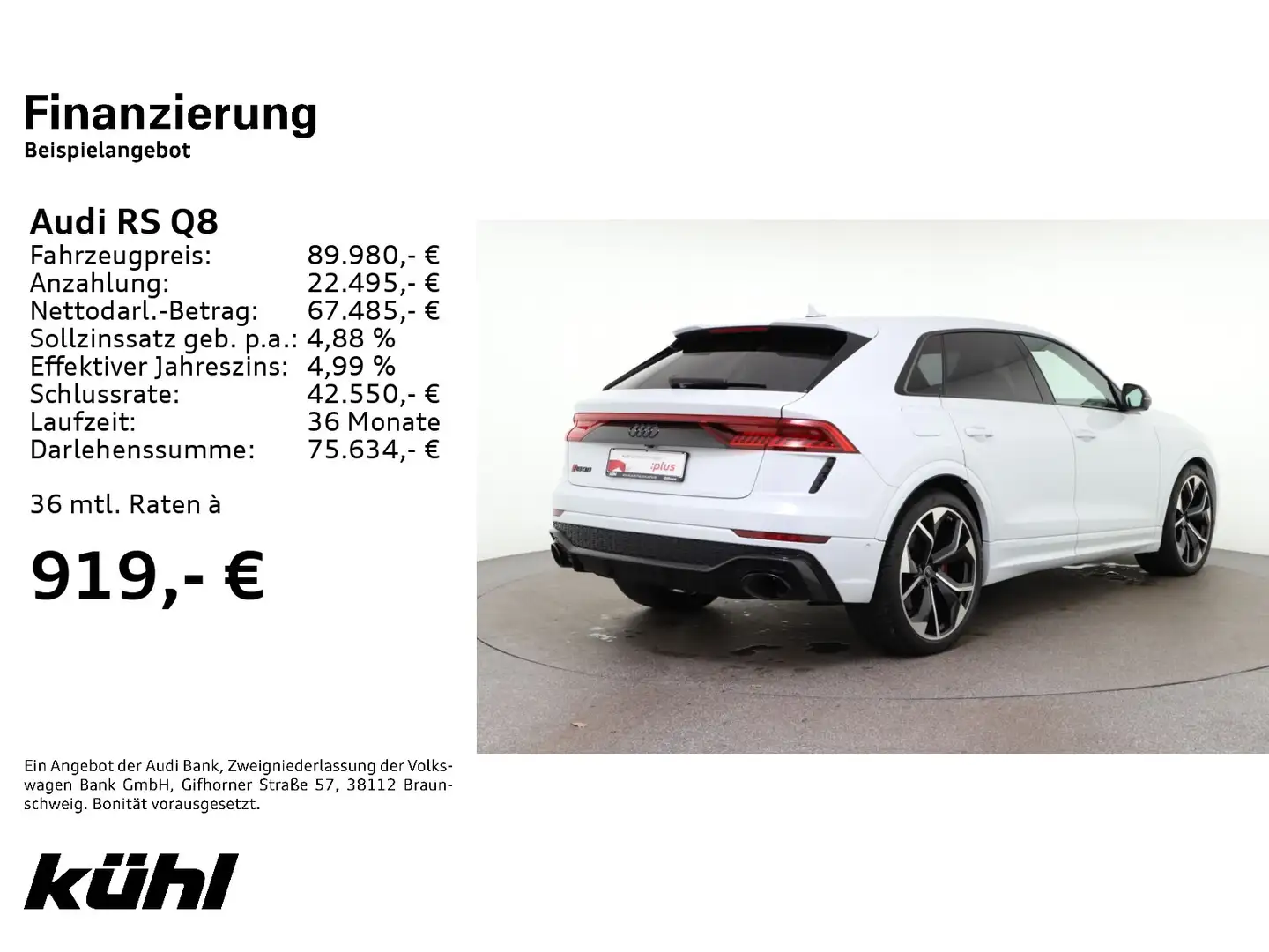 Audi RS Q8 4.0 TFSI Q Tip. LED Luft ACC HuD 360° B&O Weiß - 2