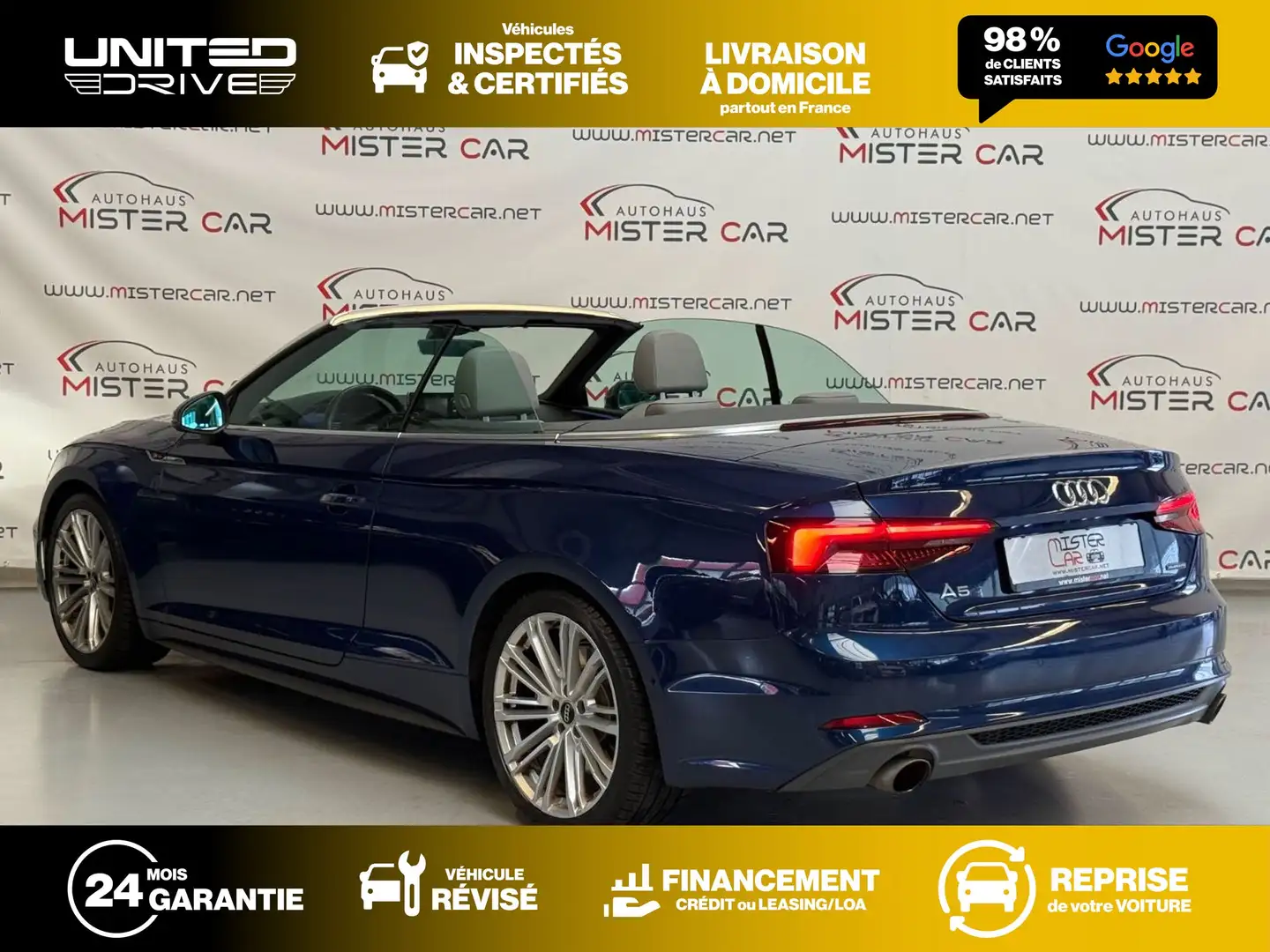 Audi A5 Cabriolet quattro S LINE 252 cht 2.0 TFSI Bleu - 2