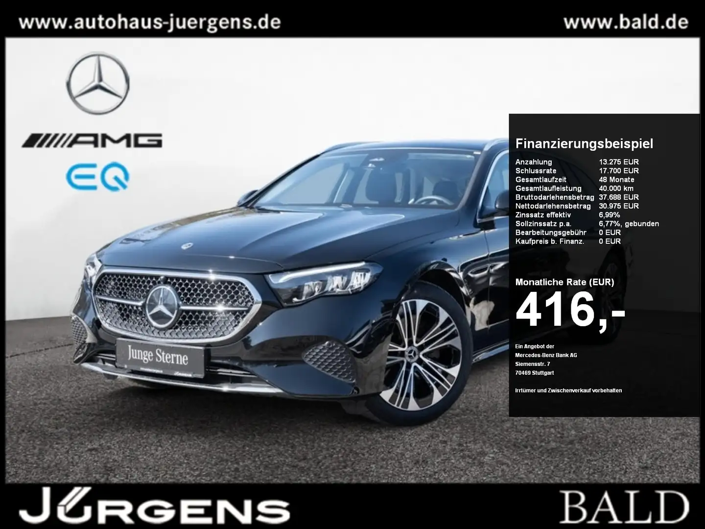 Mercedes-Benz E 200 T Avantgarde/LED/Cam/Pano/Totw/Distr/19' Noir - 1