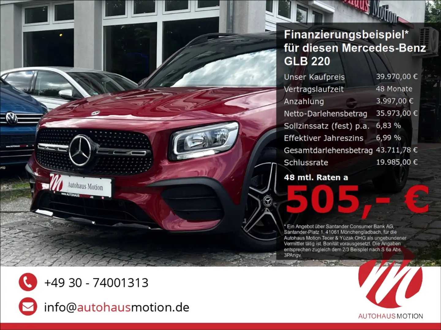Mercedes-Benz GLB 220 d AMG-Line 4M HUD PANO PDC ACC NAVI 7-SITZER APPLE Rosso - 1