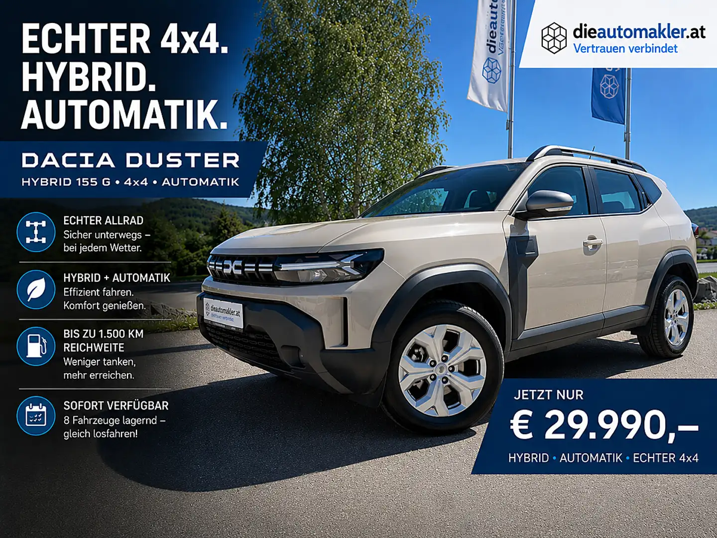 Dacia Duster ECHTER 4x4. HYBRID. AUTOMATIK. € 29.990,- Beige - 1