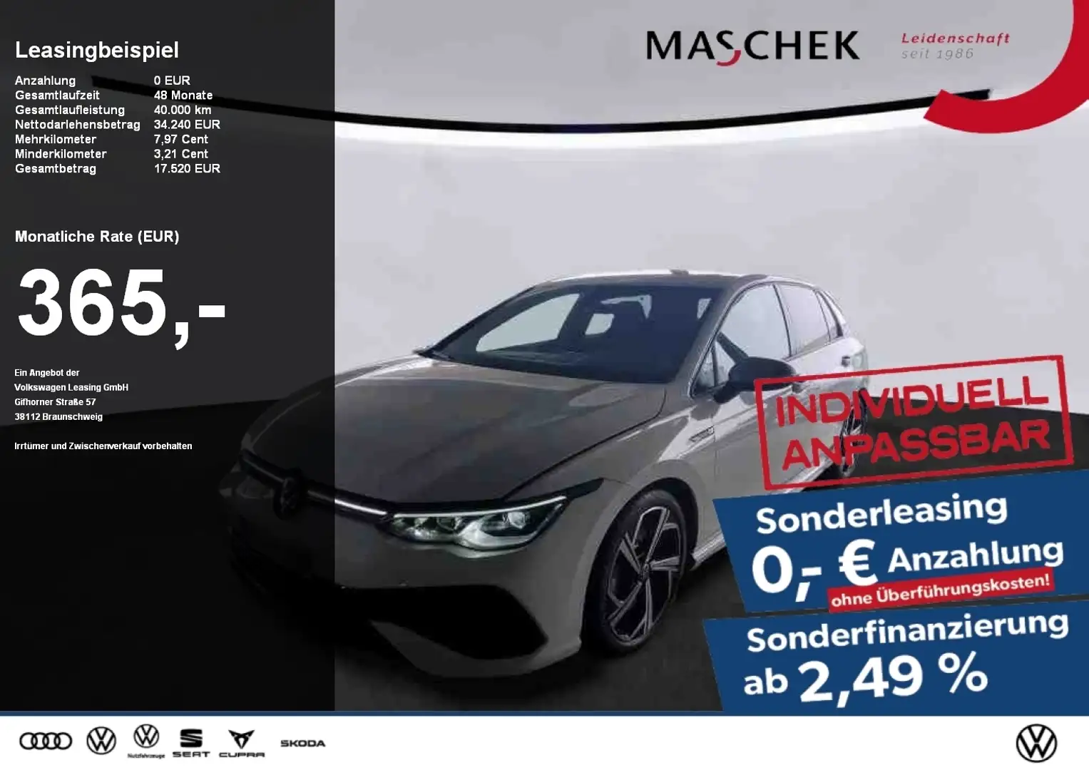 Volkswagen Golf R Sonderleasing! Navi Rear View Carplay Sitzh Weiß - 1