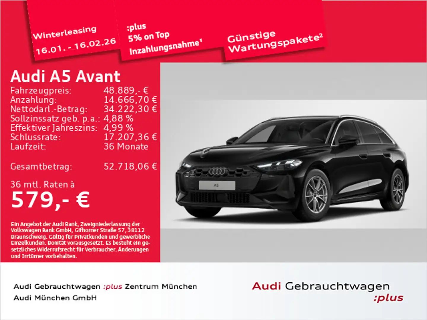 Audi A5 TFSI qu. S tronic Matrix/Leder/Kameras/ Schwarz - 1
