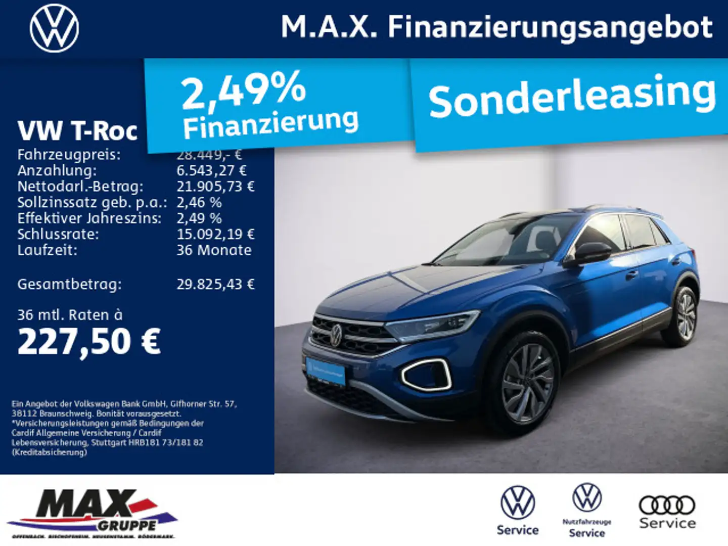 Volkswagen T-Roc 1.5 TSI DSG MOVE MATRIX LED+KAMERA+ACC+STH Bleu - 1