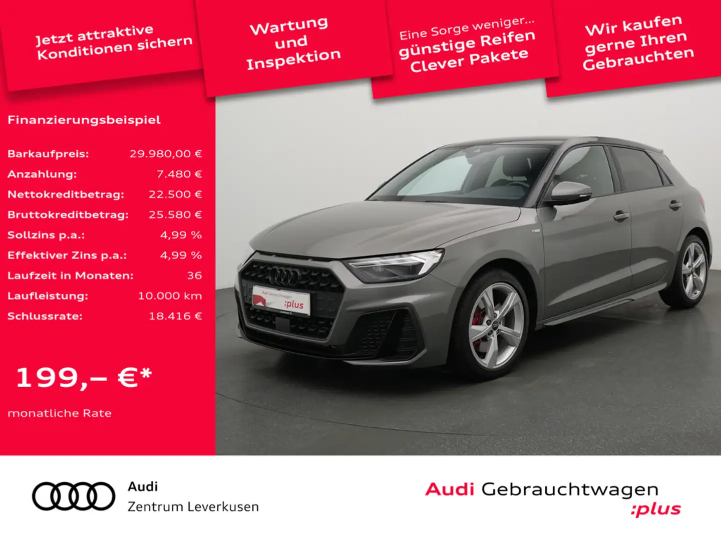 Audi A1 Sportback S line VIRT AHK CARPLAY PORT NAV Grau - 1