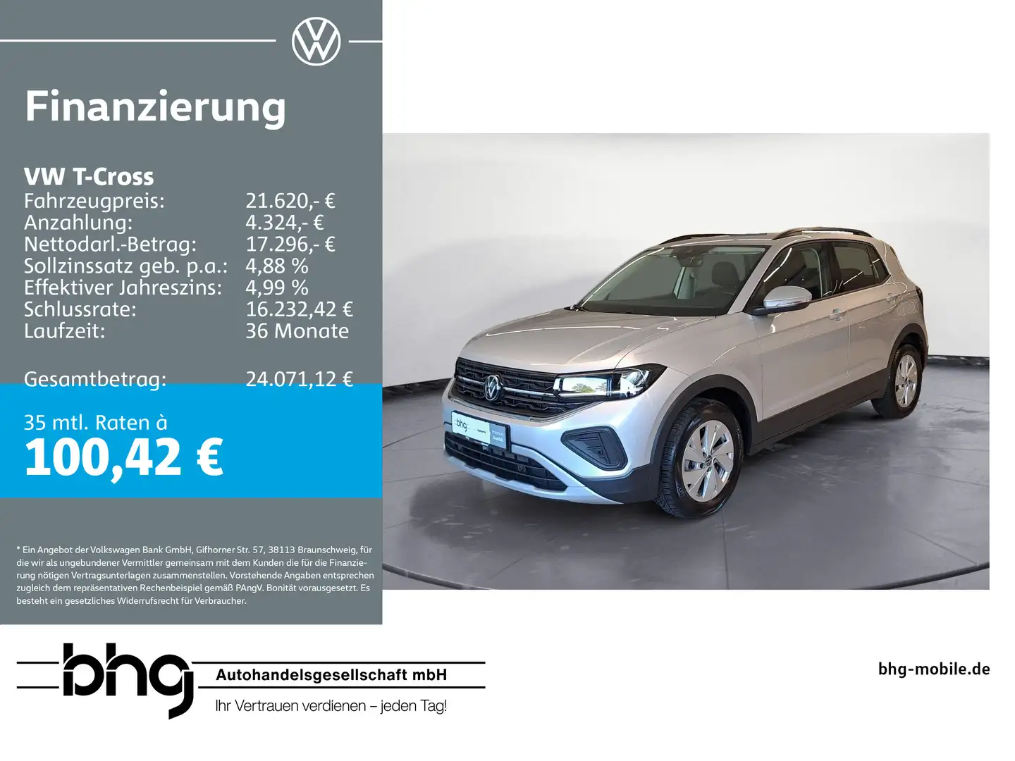 Volkswagen T-Cross 1.0 TSI OPF Life Silber - 1