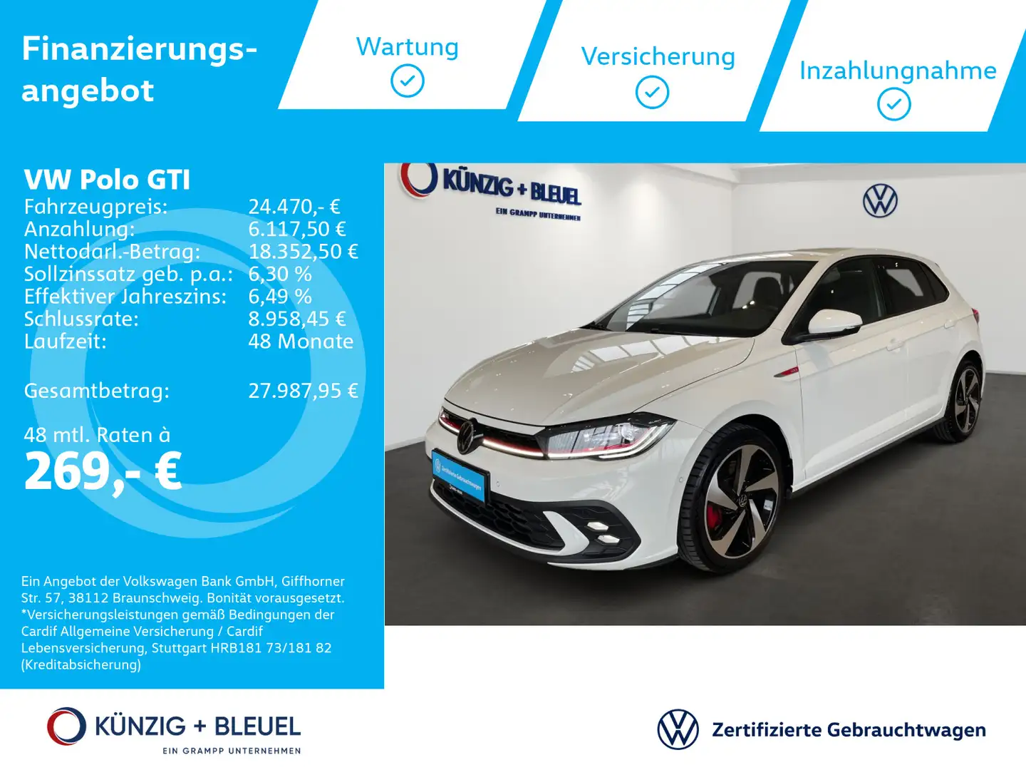 Volkswagen Polo GTI DSG +IQ-DRIVE+MATRIX+ASSISTS+VIRTUAL+ White - 1