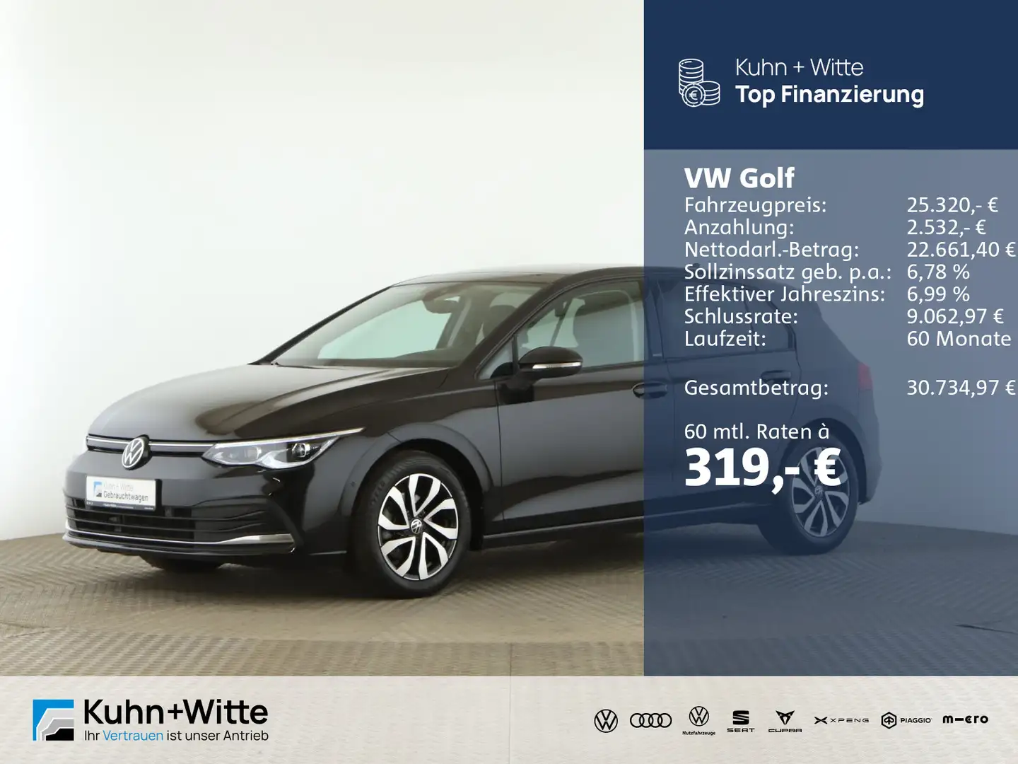 Volkswagen Golf VIII 2.0 TDI Active *Pano*AHK*Matrix*RFK*Ap Schwarz - 1