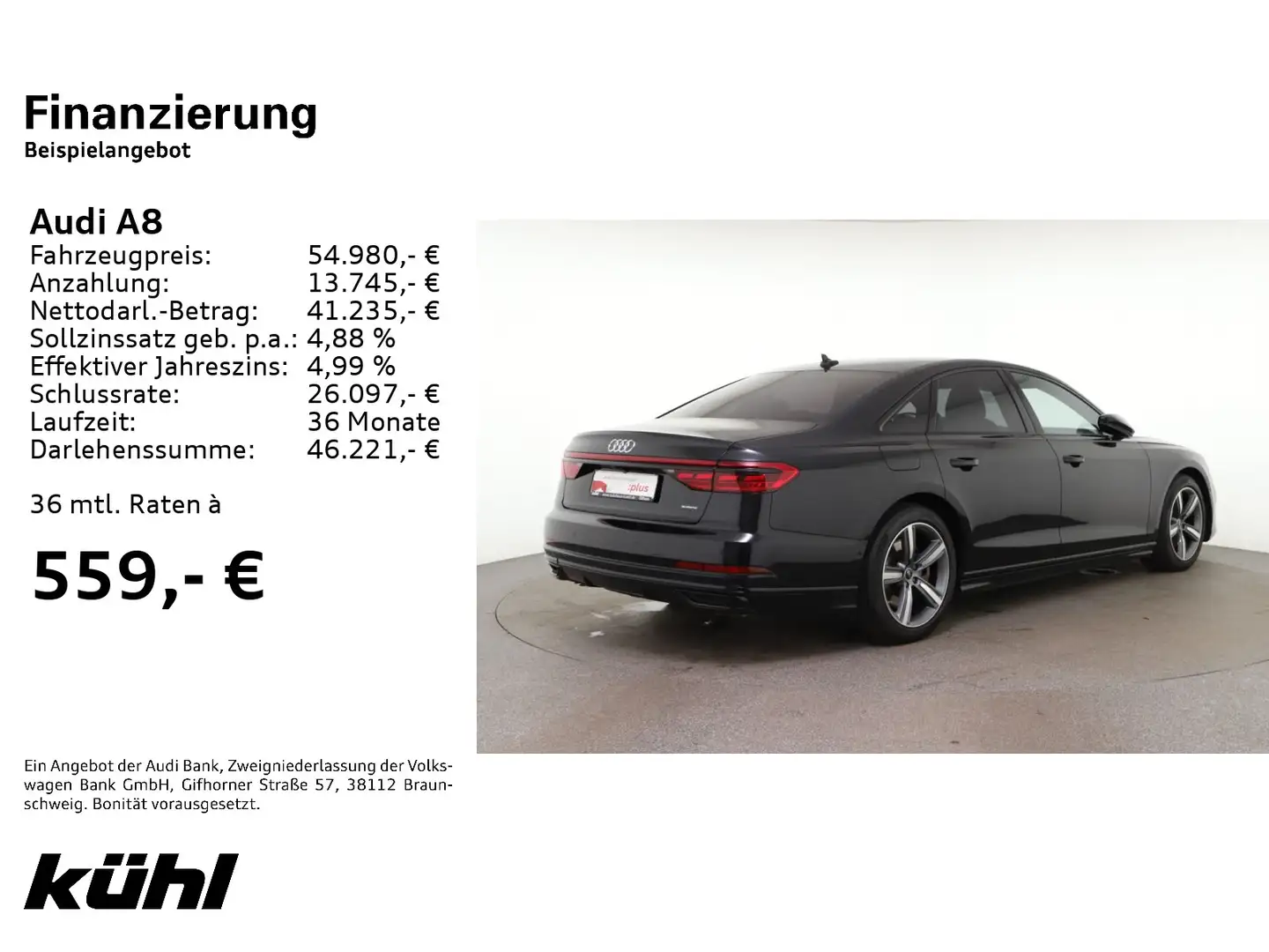 Audi A8 55 TFSI Quattro LED HuD Standhzg. Bang&Olufse Чёрный - 2